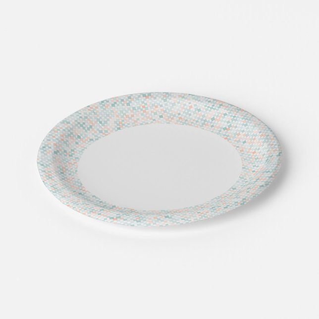 Abstract background with mixed small spots paper plate (Angled)