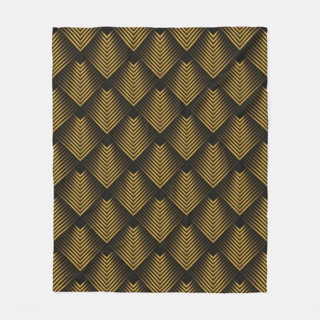 Abstract background with square lines golden colou fleece blanket (Front)