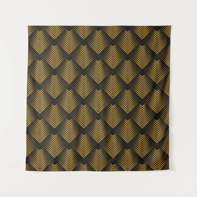 Abstract background with square lines golden colou tapestry (Front)