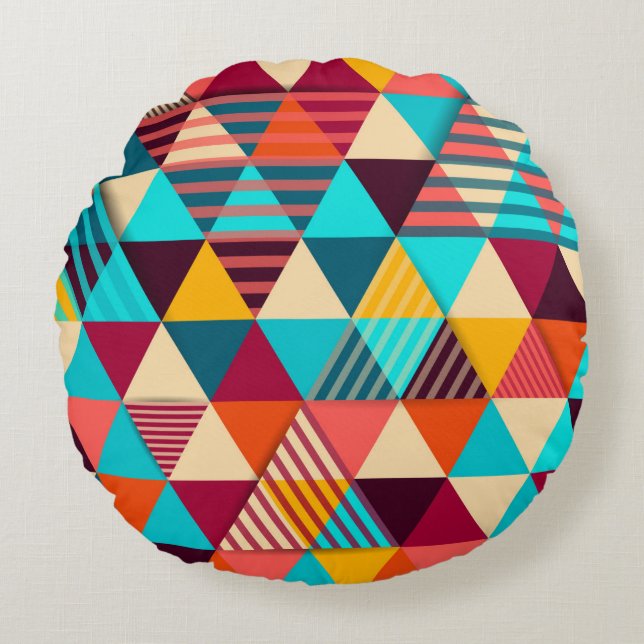 Abstract background with triangle shapes. Modern g Round Pillow (Front)