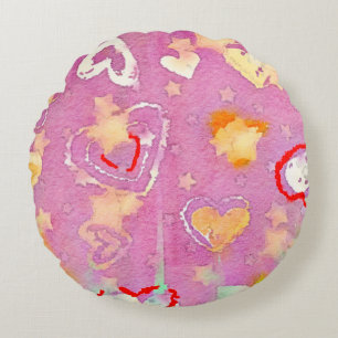 abstract background with watercolor texture, Oil p Round Pillow