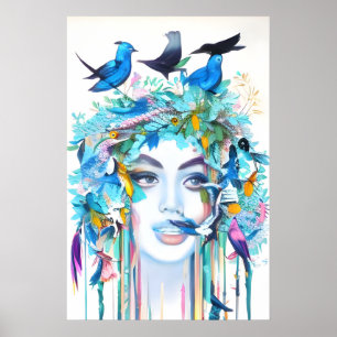 Abstract background with woman face poster