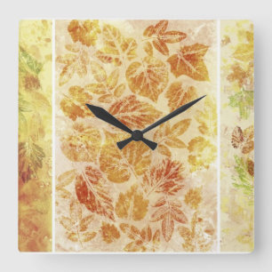Abstract backgrounds, watercolor, leaves square wall clock