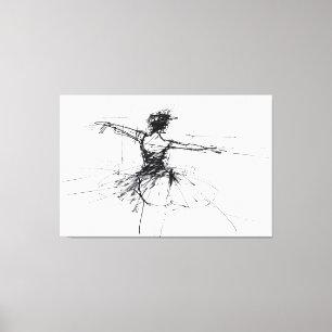 Abstract Ballerina Dancer Sketch - Premium Canvas Print