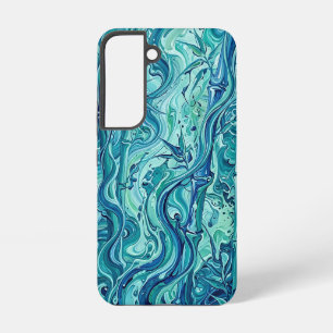 Abstract Bamboo Ocean Blue Samsung Cases