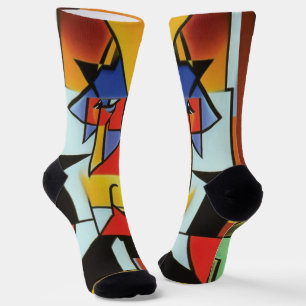 Abstract Bartender Cubist Socks