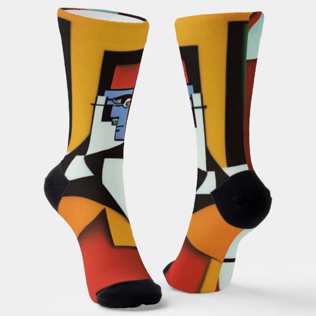 Abstract Bartender Cubist Socks (Angled)