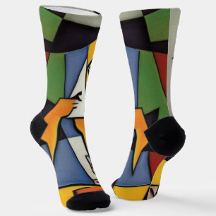 Abstract Bartender Cubist Socks