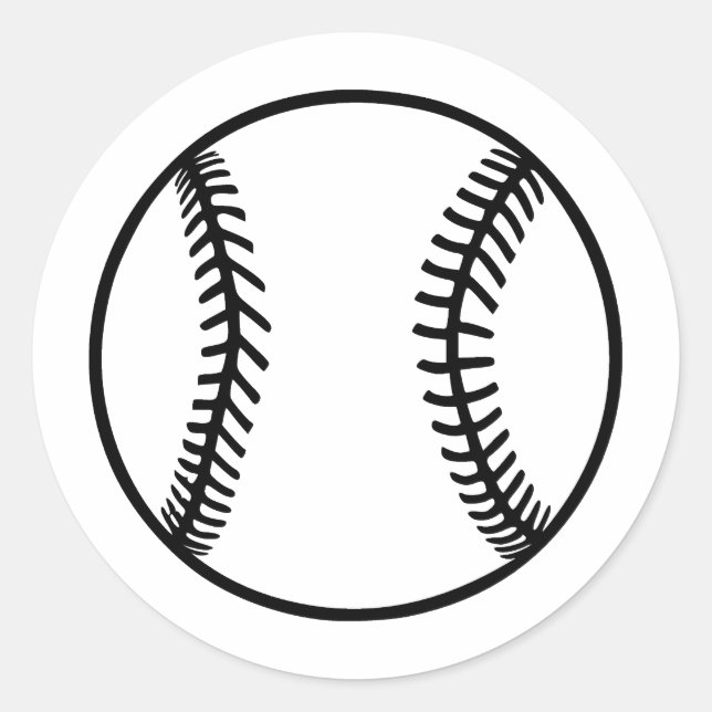 Abstract Baseball Art in BW Classic Round Sticker (Front)