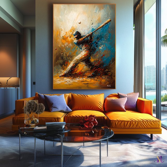 Abstract Baseball Player - Dynamic Sports Art Canvas Print (Creator Uploaded)