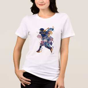Abstract Baseball Player   Fluid Ink Watercolor Tri-Blend Shirt