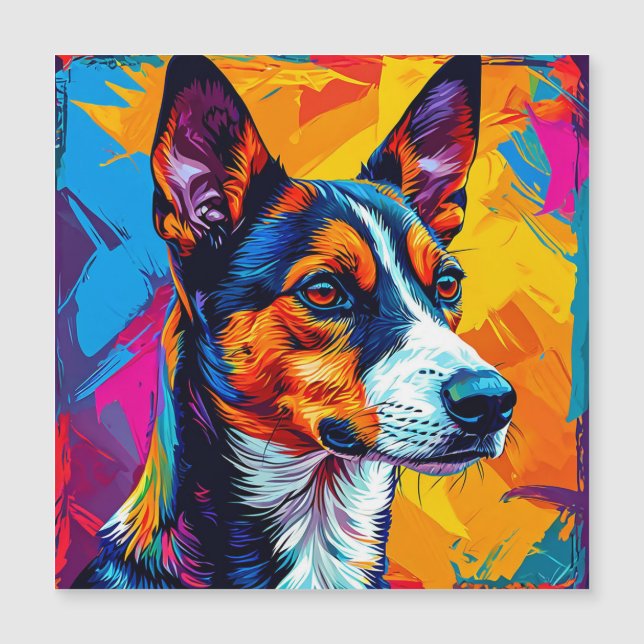 Abstract Basenji Dog Portrait (Front)