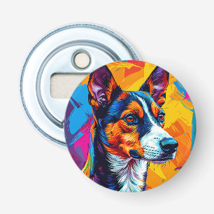 Abstract Basenji Dog Portrait Bottle Opener
