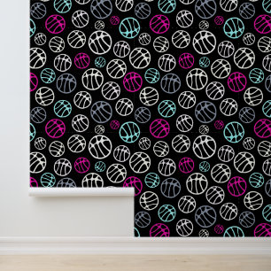 Abstract Basketball Ball Pattern Kids Wallpaper