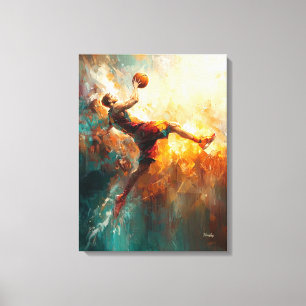 Abstract Basketball Player - Powerful Sports Art Canvas Print