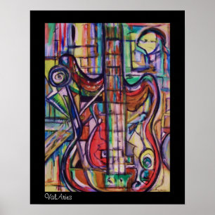Abstract Bass Guitar Poster by ValAries