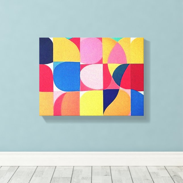 Abstract Bauhaus Geometric Art Canvas Print (Insitu(Wood Floor))