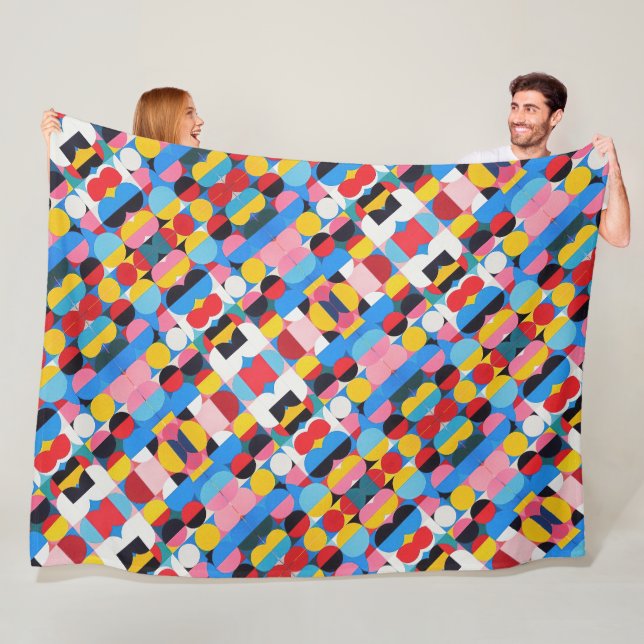 Abstract Bauhaus Geometric Art Fleece Blanket (In Situ)
