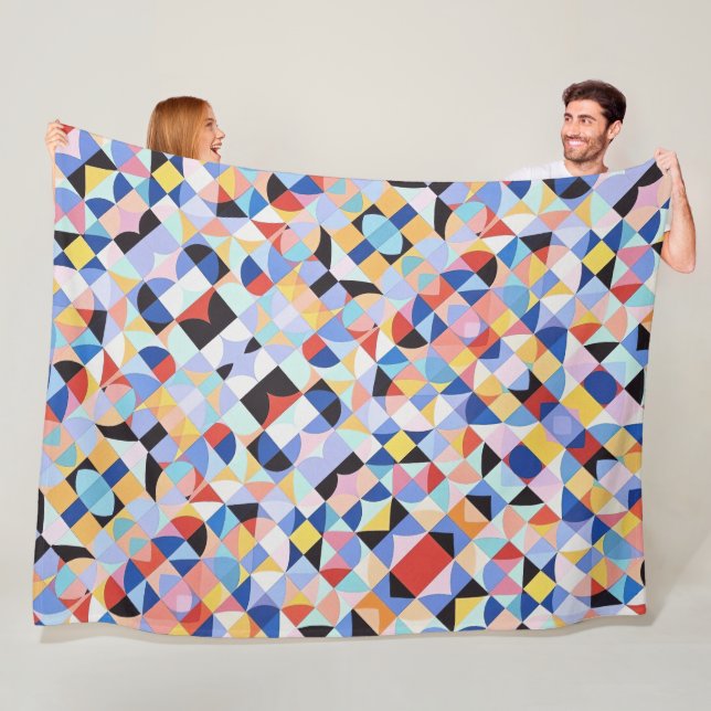 Abstract Bauhaus Geometric Art Fleece Blanket (In Situ)