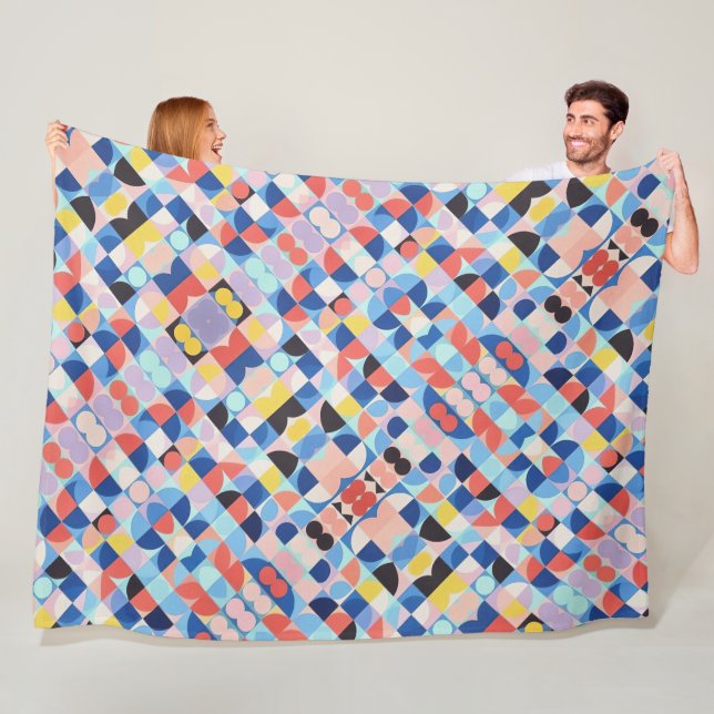 Abstract Bauhaus Geometric Art Fleece Blanket (In Situ)