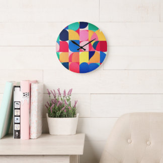 Abstract Bauhaus Geometric Art Large Clock