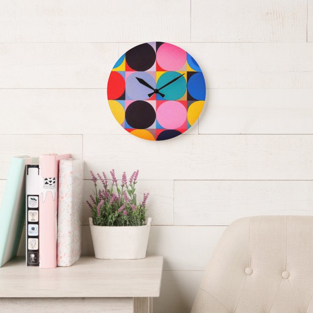Abstract Bauhaus Geometric Art Large Clock (Reading Room)