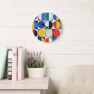 Abstract Bauhaus Geometric Art Large Clock