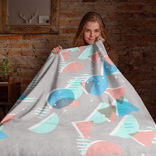 Abstract Bauhaus Half Circles Mod Pop Art Pattern Fleece Blanket