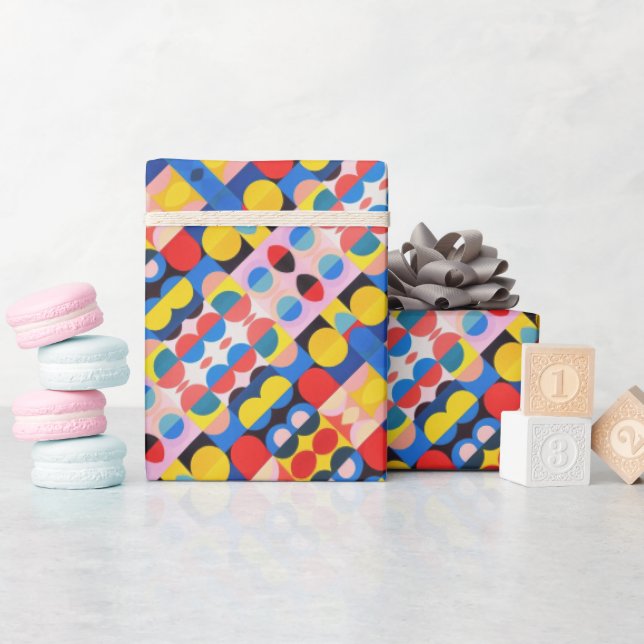 Abstract Bauhaus Pattern Art Wrapping Paper (Baby Shower)