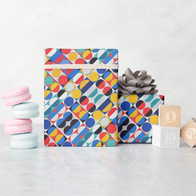Abstract Bauhaus Pattern Art Wrapping Paper (Baby Shower)