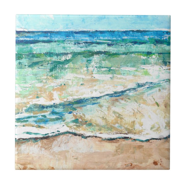 Abstract Beach Coastal Shoreline Artwork Tile (Front)