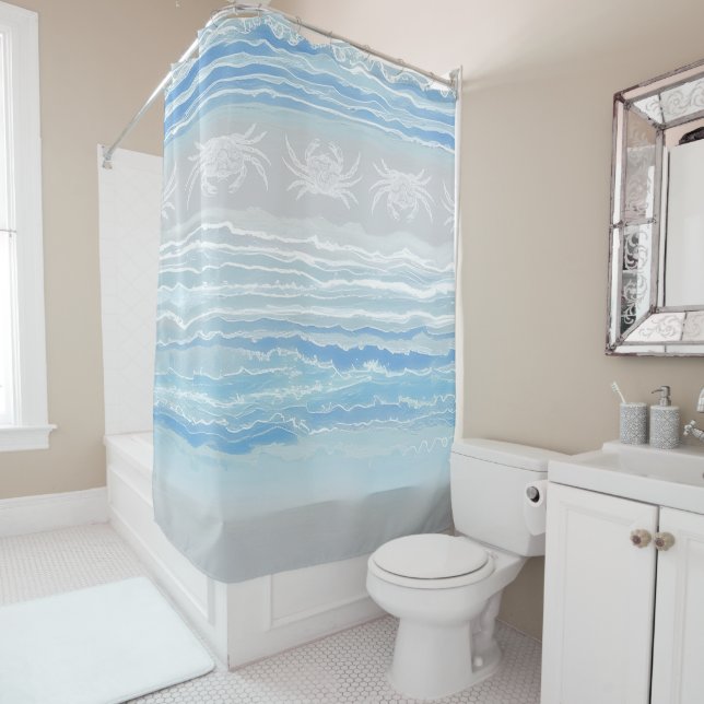 Abstract Beach Crab Blue Warm Grey Design 292 (In Situ)