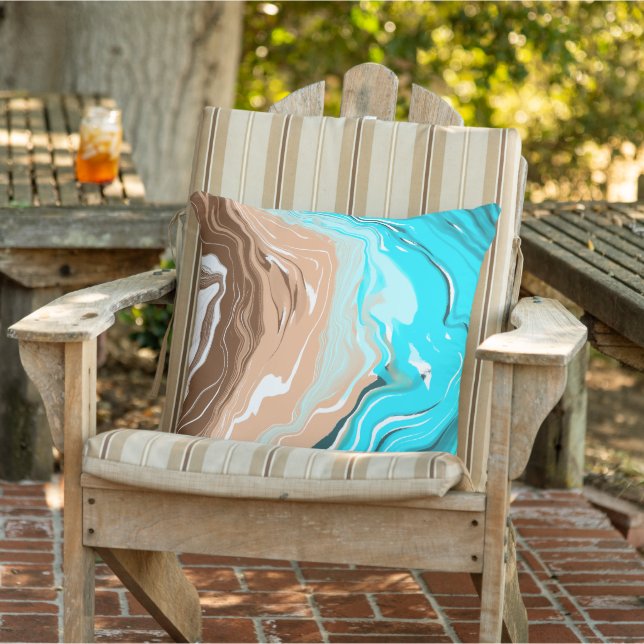 Abstract Beach Fluid Art   Outdoor Pillow (Chair)