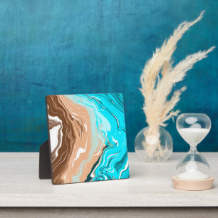 Abstract Beach Fluid Art   Plaque