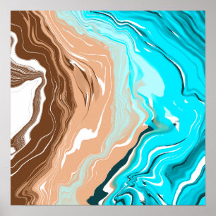 Abstract Beach Fluid Art Poster