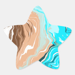 Abstract Beach Fluid Art Star Sticker
