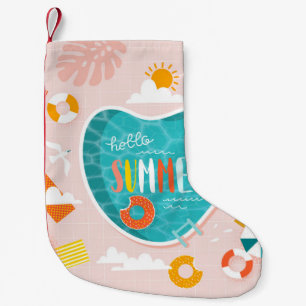 Abstract beach pool summer illustration small christmas stocking