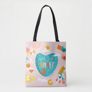 Abstract beach pool summer illustration tote bag