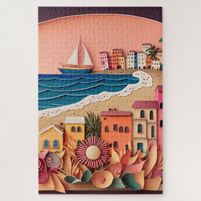 Abstract Beach Town Background Jigsaw Puzzle (Vertical)