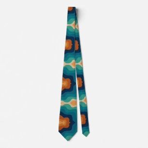 Abstract beach waves 70s style tie