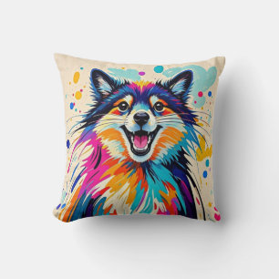 Abstract bear cute funny happy animal art throw pillow