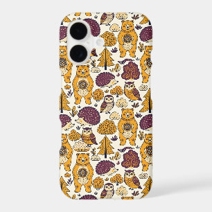 Abstract Bear Hedgehog Owl Forest iPhone Cases