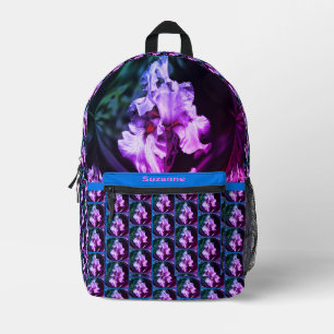 Abstract Bearded Iris Flower Art Personalized Printed Backpack