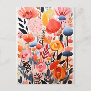 Abstract Beautiful Flowers Postcard