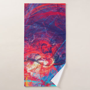 Abstract beautiful red and blue bright color backg bath towel