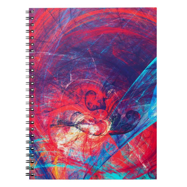 Abstract beautiful red and blue bright color backg notebook (Front)