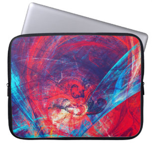 Abstract beautiful red and blue bright colour back laptop sleeve