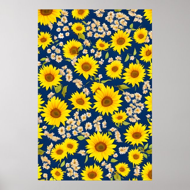 Abstract beautiful sunflower  pattern poster (Front)