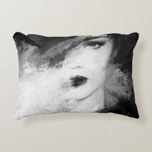 Abstract beautiful woman. fashion illustration. ac accent pillow