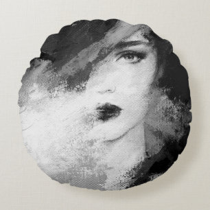 Abstract beautiful woman. fashion illustration. ac round pillow
